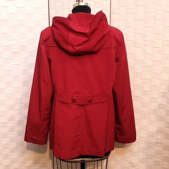 Red Double-Breasted, Hooded All-Weather/Raincoat - Croft & Barrow - Size Large - Picture 6 of 13